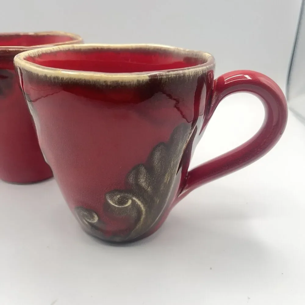 Pier 1 Vania Deep Red Mugs - Set Of 2